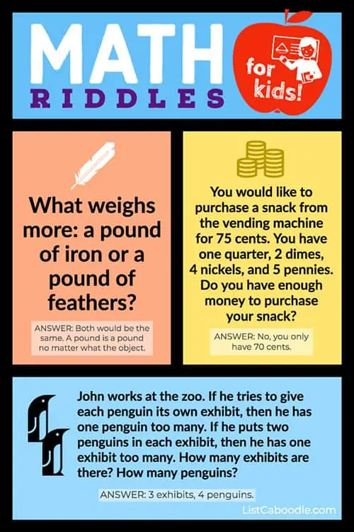 30 Math Riddles For Kids (With Answers Of Course) ListCaboodle