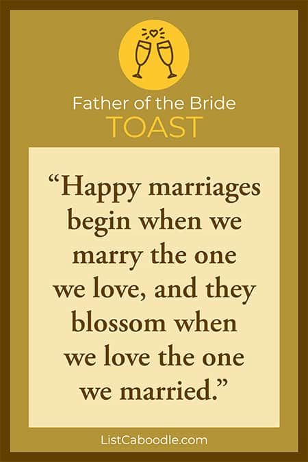 Heartfelt toast for the father of the bride
