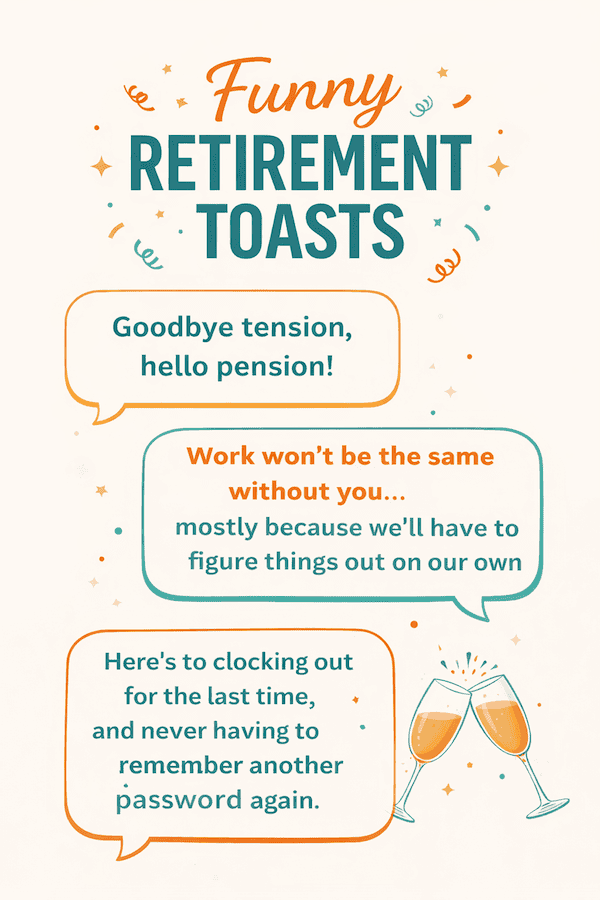 Funny Retirement Toasts Celebration.